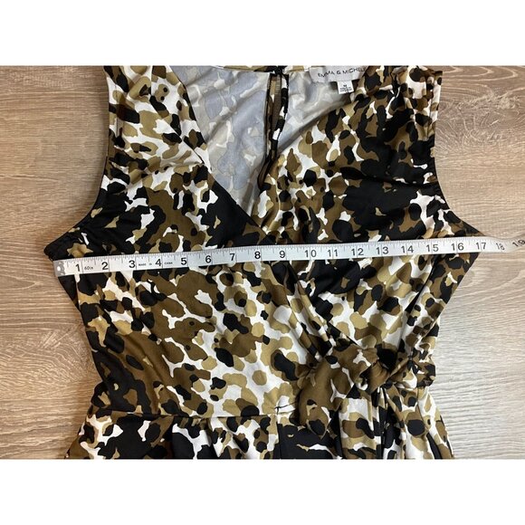 Emma and Michele Medium Sleeveless Patterned Dotted Faux Wrap Midi Dress - Picture 8 of 12